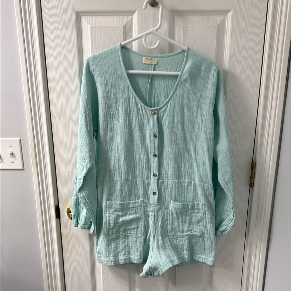 Nomad Green Romper Relaxed Fit 3/4 Sleeve